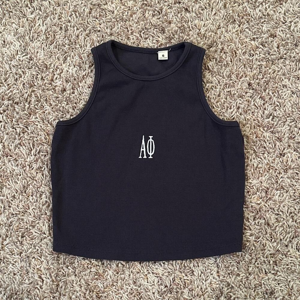 Alpha Phi Greek Letter Gray Cropped Tank